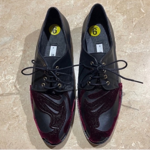 Miista Zoe Velvet Flame Oxfords Leather Rockabilly Goth Punk Goth Avant Garde - Picture 1 of 7